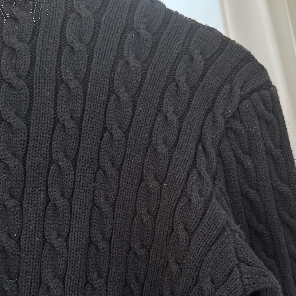 Polo by Ralph Lauren Black Cable-Knit Crewneck Sweater with Red Pony - Picture 5 of 5